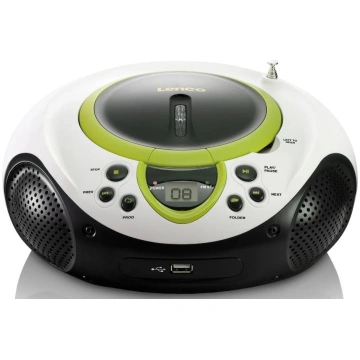 Portable FM radio CD and USB player Lenco, green S