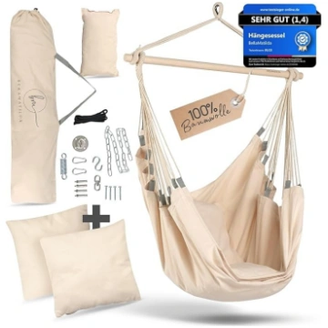 BELLAMATILDA Hanging Chair 100% Cotton + 360° Moun