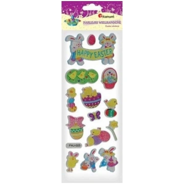 Titanum Naklejki wypuke Happy Easter mix 14szt 405