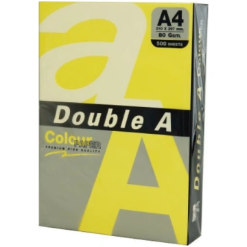 Krāsains papīrs Double A, A4, 80 g/m², dzeltena kr