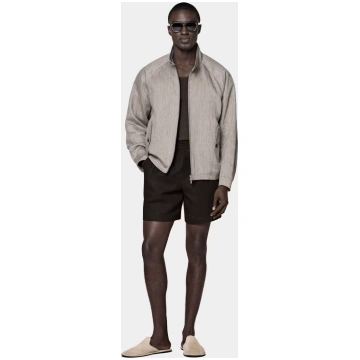 Dark Brown Herringbone Raglan Bomber Jacket Suitsu