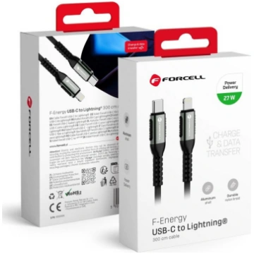 Kabel USB ForCell USB-C - Lightning 3 m Czarny 145