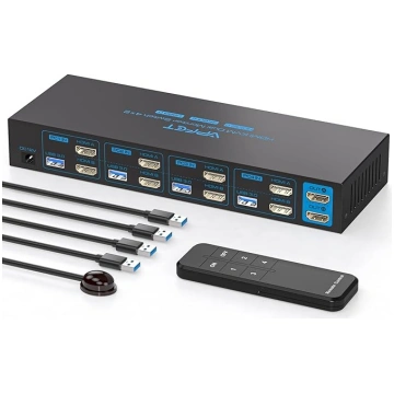 HDMI KVM slēdzis 4 datori 2 monitori 4K60Hz EDID K