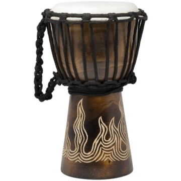 Džembe Terre Carved - grebtas liesmas, 25 cm