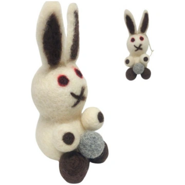 Zaķis vilnas 14cm balts
