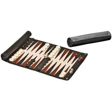 Philos Backgammon, travel, rollable, imitation lea