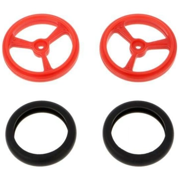 Wheel; red; Shaft: knurled; push-in,screw; Ø: 40mm