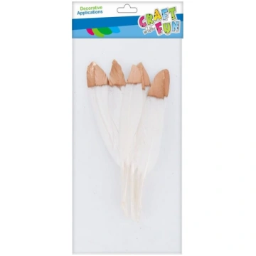 Dekoratīvās spalvas baltas/zelta 10-15cm, 8gab. Cr