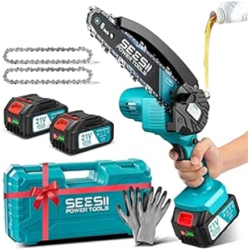 Seesii Mini Chainsaw with 8000 mAh 6-inch (15.2 cm