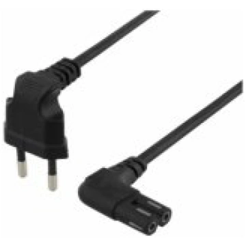 Deltaco Power cable angled CEE 7/ 16 IEC C7 3m Bla