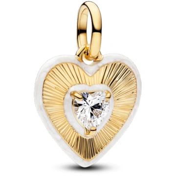 Starojošs baltais sirds medaljona amulets - Viens