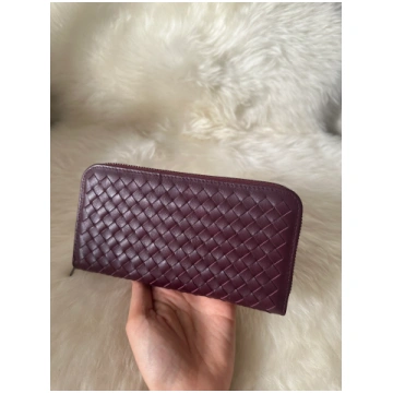 Woven Wallet - Medium - Burgundy