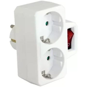 240-305 2-way adapteris ar slēdzi 16A balts