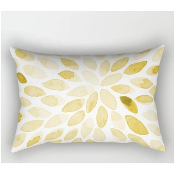 Yellow Simple Geometric Rectangle Polyester Pillow