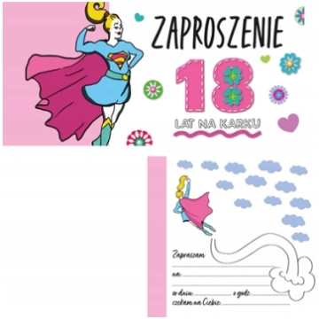 HENRY Zaproszenie Urodziny 18 - Dziewczyna (5szt) 