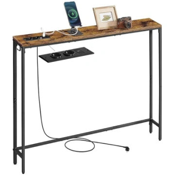 VASAGLE Console Table with Charging Station, Slim 