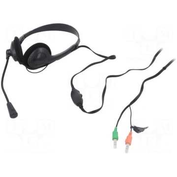 Headphones with microphone | black | Jack 3,5mm x2