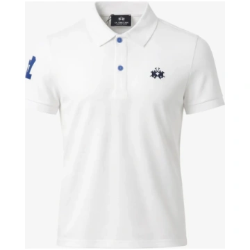 La Martina Polo Bianca Con Logo Piccolo e Numero B