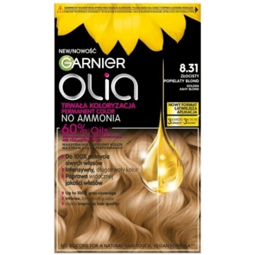 Matu krāsa Garnier Olia 8.31 Zeltaini pelēks blond