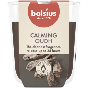Svece, aromātiskā Bolsius Calming Oudh, 25 h, Brūn
