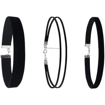 3 Stück Choker Kette Damen,Halsband Schmuck,Schwar