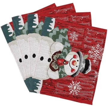 Pack of 4 Christmas Placemats, Cotton Linen with S