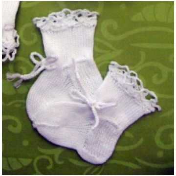 Adītas kokvilnas bērniem zeķītes kristībām 9 cm ba