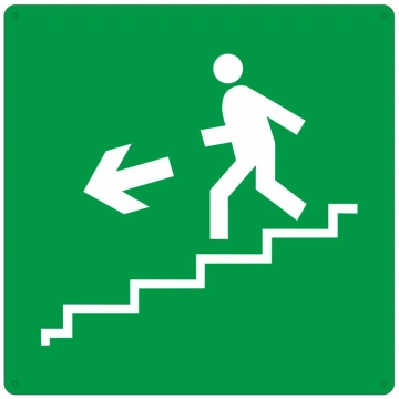 Cartello con simbolo percorso di esodo con scala i