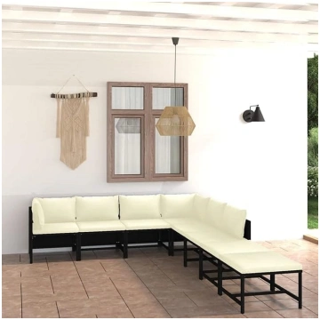 Garden Sofa Set 8 Pieces with Black Poly Rattan Cu