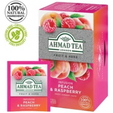 Tēja AHMAD Peach & Raspberry, 20 tējas maisiņi fol