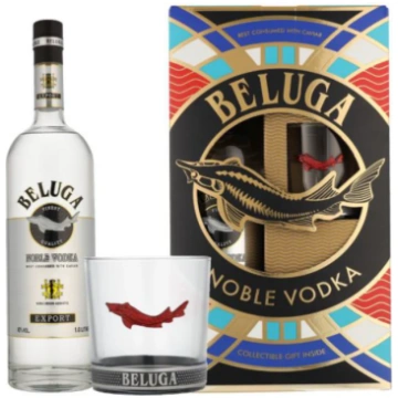 Beluga Noble + Tumbler Glass 40% 1L ALKO.LV