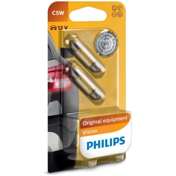 Spuldze 12V 5W SV8.5 Ø10x36mm, PHILIPS, 2gab