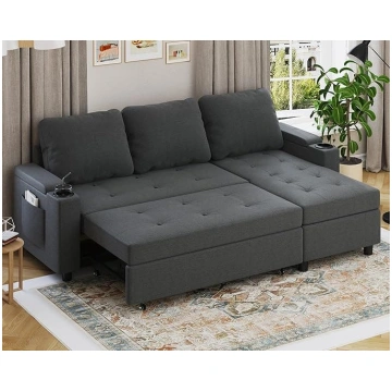 Devoko Corner Sofa with Sleep Function and Bed Box