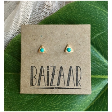 Tiny Turquoise Studs - Silver Baizaar Jewelry