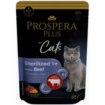 Prospera Plus Cat Pouch Sterilized 1+, Beef and Pu