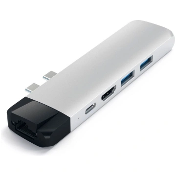 Satechi Type-C Pro Hub 4K HDMI ar Ethernet sudrabs