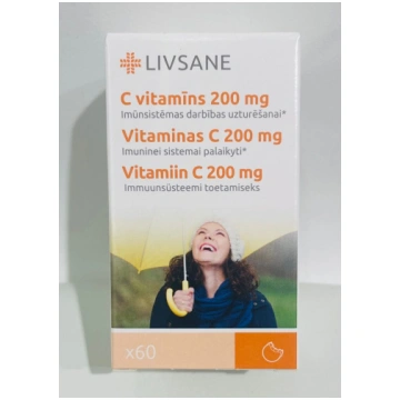 LIVSANE C vitamīns 200mg tabletes košļājamās N60