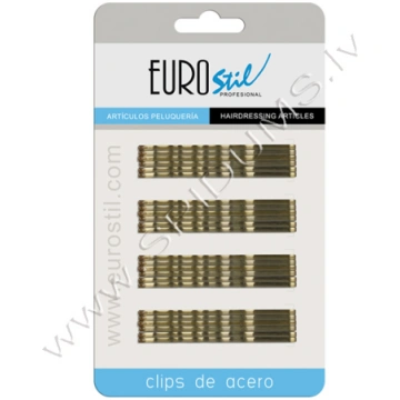 EURO-STIL LONG HAIR CLIPS, BROWN WAVY 70 MM 24 pcs