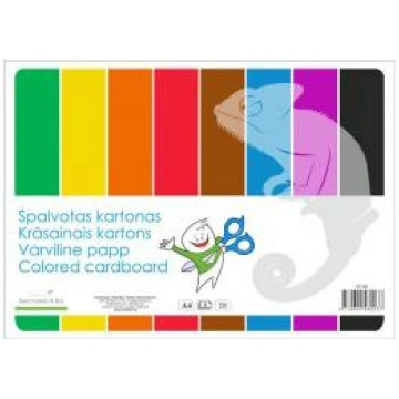 Krāsains kartons A4, 8 krāsas, vienpusējs, SMILTAI