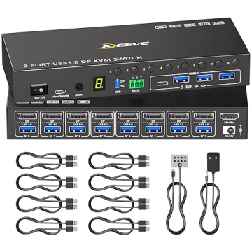 8 pieslēgvietu KVM slēdzis Displayport 4K @ 60Hz E