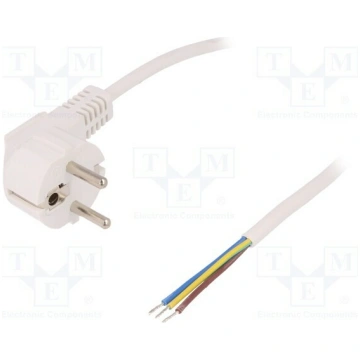 Cable; CEE 7/7 (E/F) plug angled,cables; 1.5m; whi