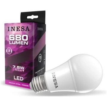 LED spuldze INESA GLS E27 7.5W 240V 680lm 3000K 18