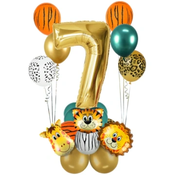 18Pcs Jungle Animal Balloons Set Chrome Metallic L
