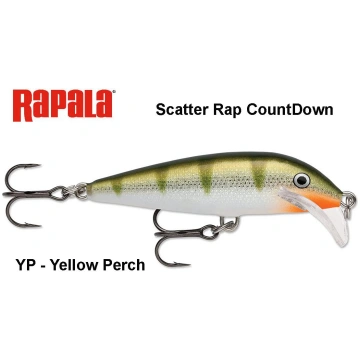 Vobleris Rapala Scatter Rap CountDown Yellow Perch