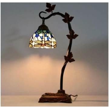 Mājas dekors Tiffany galda lampa Dragonfly vitrāža