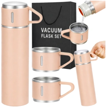 Ceļojumu termoss 400ml ar 3 krūzēm nerūsējošais tē