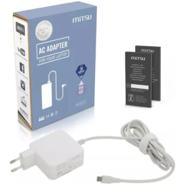 AC adapteris MITSU ZM/USBC45W 45W USB Type-C balts
