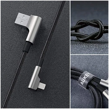 AUKEY CB-AL01 Melns Nylon Pīts USB Lightning Kabel