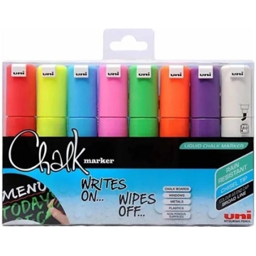 UNI-BALL Uni Chalk marker sæt med 4 stk PWE-8K 401