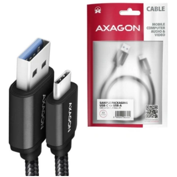 Axagon kabelis USB-C uz USB-A 3.2 1m melns, 3A, US